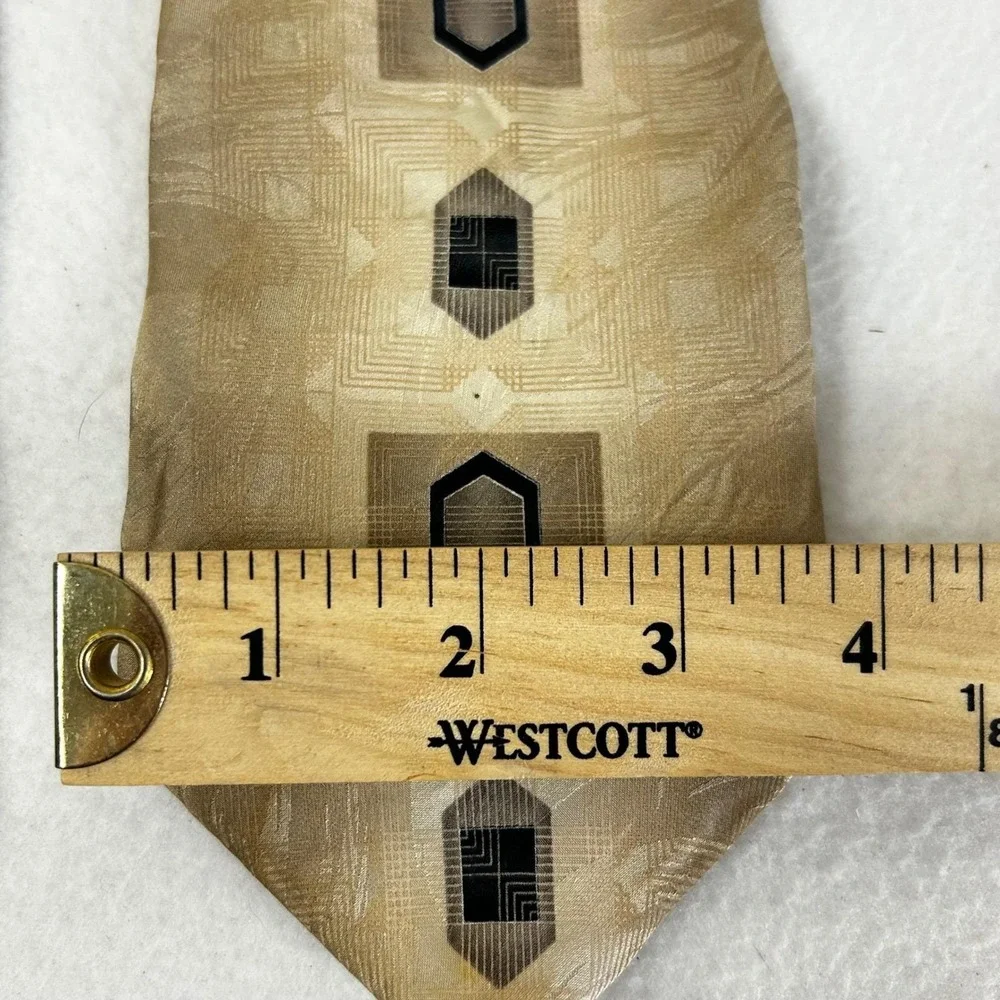 Palazzi Studio Mens Silk Tie Tan‎ Geometric Pattern CorpGore Preppy